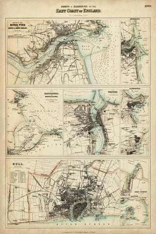 Map of the Coast of England III Black Ornate Wood Framed Art Print with Double Matting by Unknown