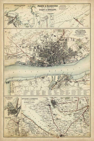 Map of the Coast of England IV Black Ornate Wood Framed Art Print with Double Matting by Unknown