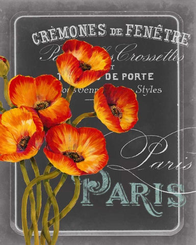 Chalkboard Paris III Black Ornate Wood Framed Art Print with Double Matting by Studio W