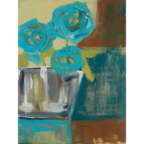 Blue Bud Vase I Black Modern Wood Framed Art Print with Double Matting by Goldberger, Jennifer