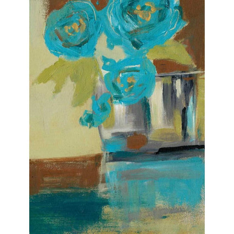 Blue Bud Vase II White Modern Wood Framed Art Print by Goldberger, Jennifer