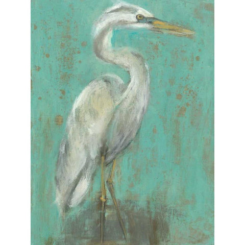 Seaspray Heron I Black Modern Wood Framed Art Print with Double Matting by Goldberger, Jennifer