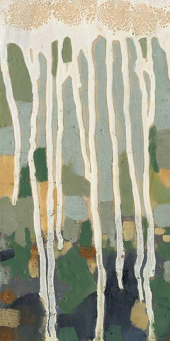 Mosaic Treeline I White Modern Wood Framed Art Print with Double Matting by Goldberger, Jennifer