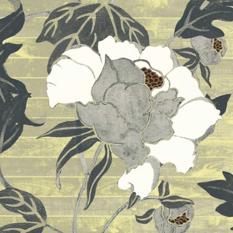 Woodgrain Peony I White Modern Wood Framed Art Print by Studio W