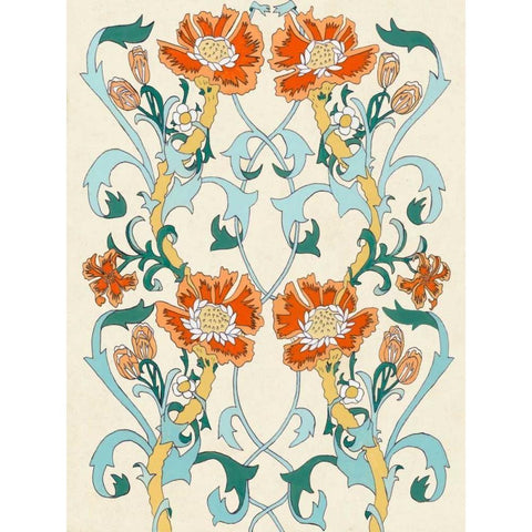 Nouveau Floral Pattern I Gold Ornate Wood Framed Art Print with Double Matting by McCavitt, Naomi