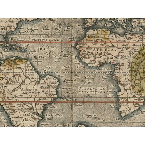 Antique World Map Grid V Black Modern Wood Framed Art Print with Double Matting by Vision Studio