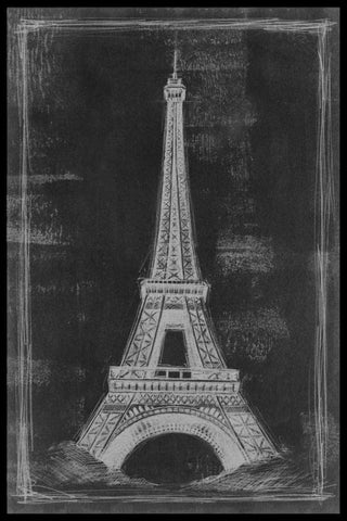 European Icon Blueprint I White Modern Wood Framed Art Print with Double Matting by Harper