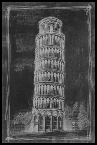 European Icon Blueprint II Black Ornate Wood Framed Art Print with Double Matting by Harper