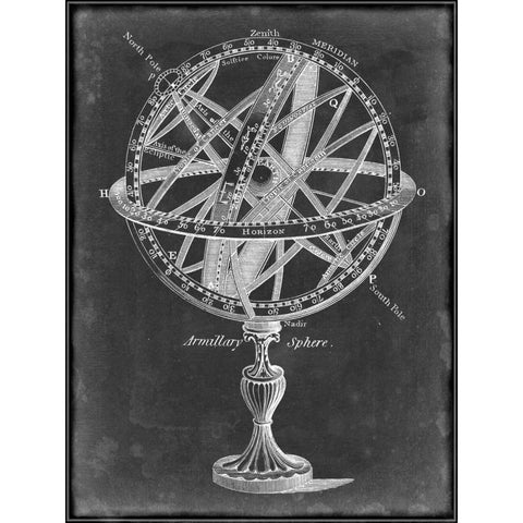 Armillary Sphere on Charcoal I Gold Ornate Wood Framed Art Print with Double Matting by Studio