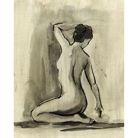 Sumi-e Figure I Black Modern Wood Framed Art Print with Double Matting by Harper, Ethan