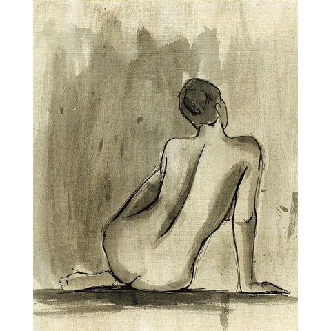 Sumi-e Figure II Black Modern Wood Framed Art Print with Double Matting by Harper, Ethan