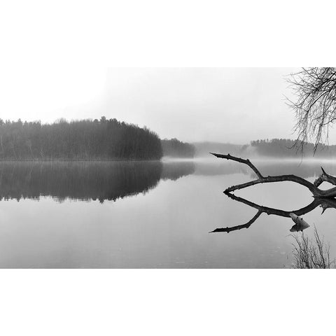 Croton Resevoir Black Modern Wood Framed Art Print by McLoughlin, James