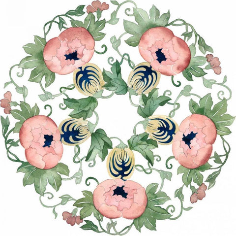 Watercolor Motif I Black Ornate Wood Framed Art Print with Double Matting by Popp, Grace