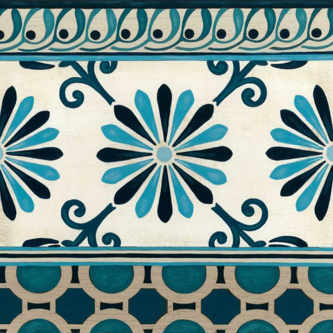 Indigo Frieze II White Modern Wood Framed Art Print by Vess, June Erica