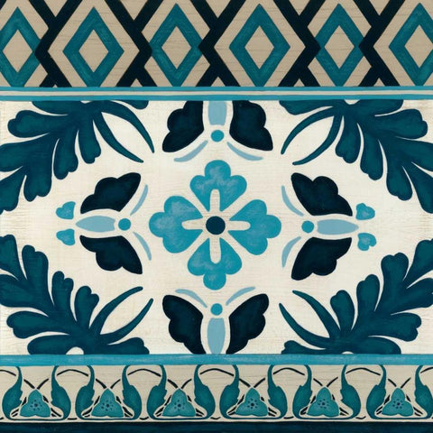Indigo Frieze IV Black Ornate Wood Framed Art Print with Double Matting by Vess, June Erica