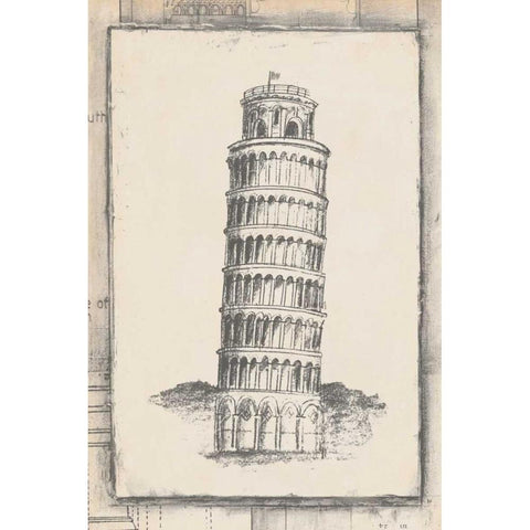 Sketch of Pisa Black Modern Wood Framed Art Print with Double Matting by Harper, Ethan