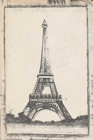 Sketch of Eiffel Black Ornate Wood Framed Art Print with Double Matting by Harper, Ethan