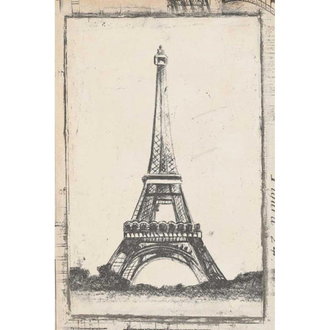 Sketch of Eiffel White Modern Wood Framed Art Print by Harper, Ethan