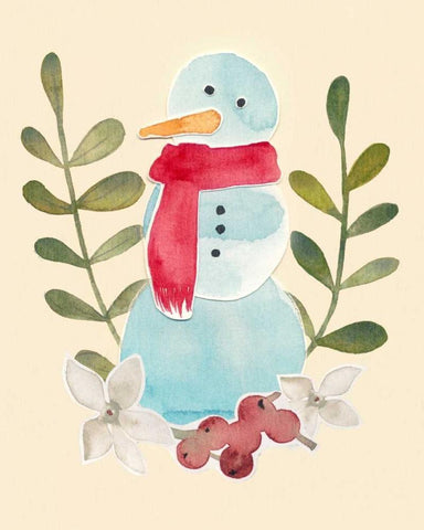 Snowman Cut-out I White Modern Wood Framed Art Print with Double Matting by Popp, Grace