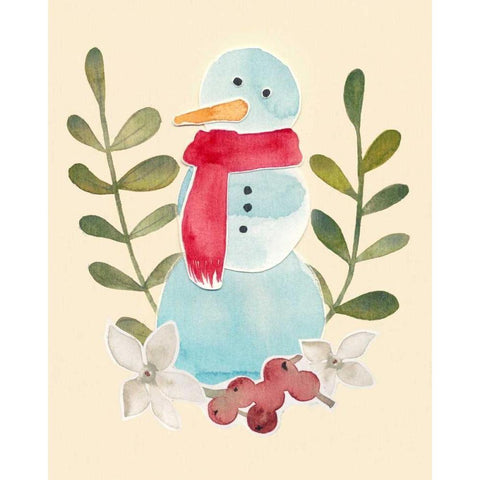 Snowman Cut-out I Black Modern Wood Framed Art Print with Double Matting by Popp, Grace