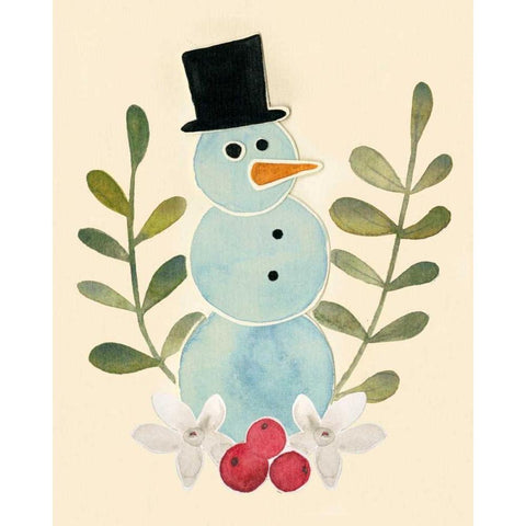 Snowman Cut-out II Black Modern Wood Framed Art Print with Double Matting by Popp, Grace