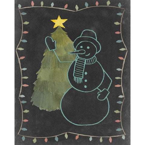Chalkboard Snowman I White Modern Wood Framed Art Print by Popp, Grace