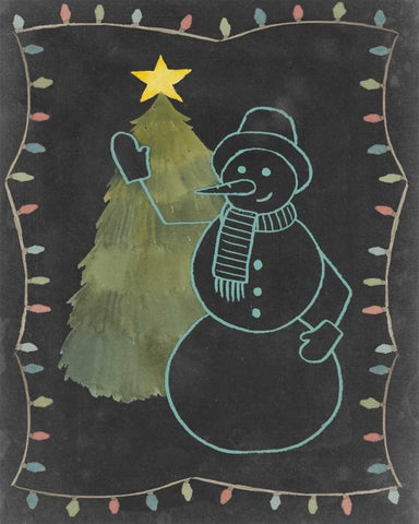 Chalkboard Snowman I Black Ornate Wood Framed Art Print with Double Matting by Popp, Grace