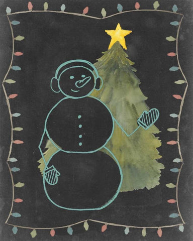 Chalkboard Snowman II Black Ornate Wood Framed Art Print with Double Matting by Popp, Grace