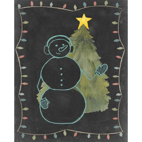 Chalkboard Snowman II Gold Ornate Wood Framed Art Print with Double Matting by Popp, Grace