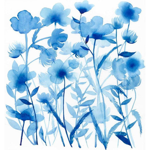 Cobalt Sway I White Modern Wood Framed Art Print by Popp, Grace