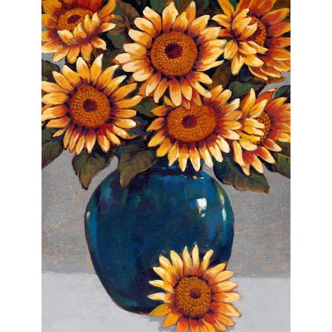 Vase of Sunflowers I White Modern Wood Framed Art Print by OToole, Tim