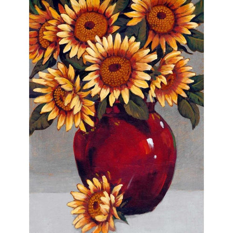 Vase of Sunflowers II Black Modern Wood Framed Art Print with Double Matting by OToole, Tim
