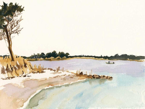 Minimalist Coastline I Black Ornate Wood Framed Art Print with Double Matting by Miller, Dianne