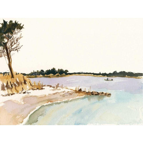 Minimalist Coastline I White Modern Wood Framed Art Print by Miller, Dianne