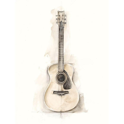 Ethans Guitar I White Modern Wood Framed Art Print by Harper, Ethan