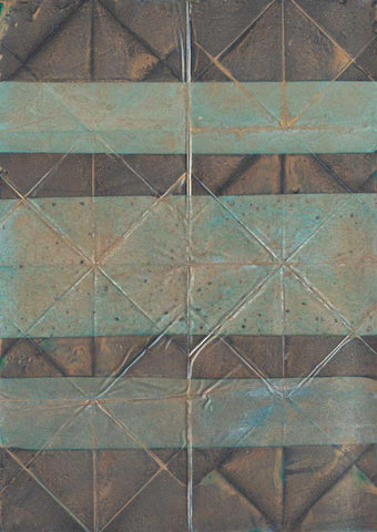 Embossed Patina II White Modern Wood Framed Art Print with Double Matting by Lam, Van