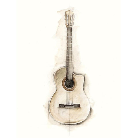 Ethans Guitar II White Modern Wood Framed Art Print by Harper, Ethan