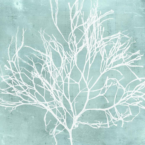 Seaweed on Aqua II White Modern Wood Framed Art Print by Vision Studio