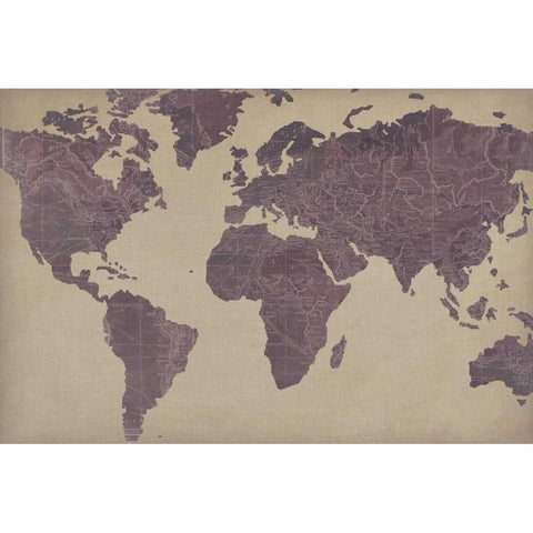 Linen Map III Black Modern Wood Framed Art Print by Studio W