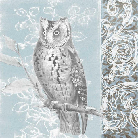 Owl Filigree I Gold Ornate Wood Framed Art Print with Double Matting by Studio W