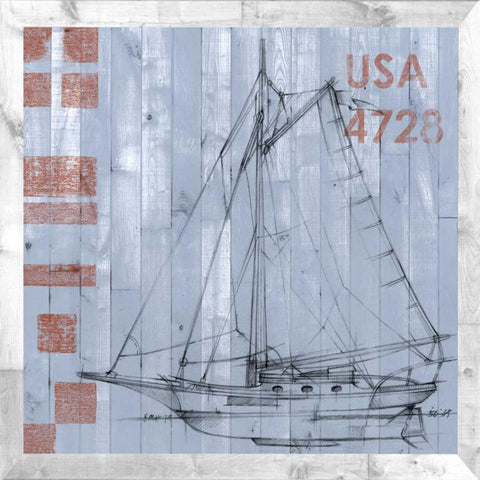 Regatta I Black Modern Wood Framed Art Print by Studio W