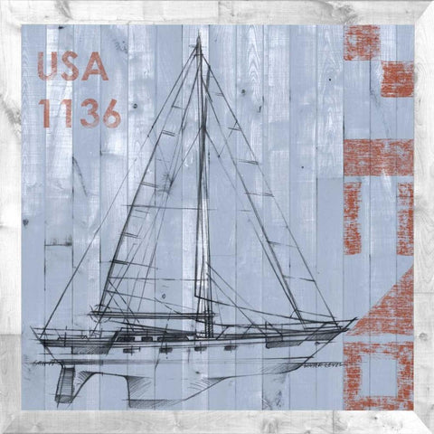 Regatta II Black Modern Wood Framed Art Print with Double Matting by Studio W