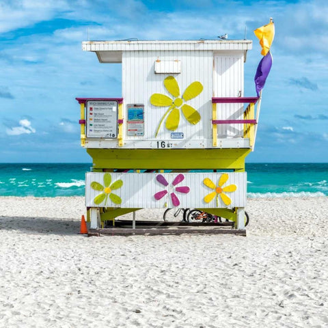 Miami Beach VII White Modern Wood Framed Art Print with Double Matting by Silver, Richard