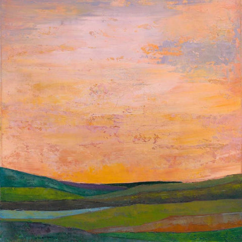 Vivid Layered Landscape I White Modern Wood Framed Art Print by Altug, Mehmet