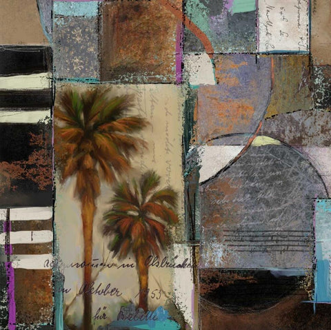 Abstract Palms I Black Ornate Wood Framed Art Print with Double Matting by Novak, Rick