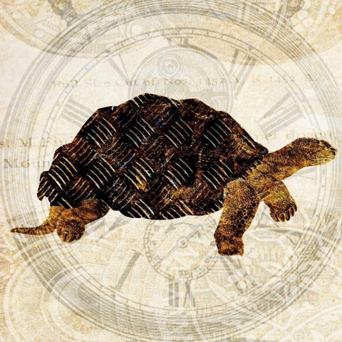 Steam Punk Turtle II Gold Ornate Wood Framed Art Print with Double Matting by Ilosky, Pam
