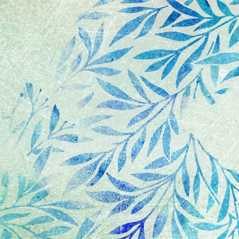 Cerulean Foliage I White Modern Wood Framed Art Print with Double Matting by Studio W