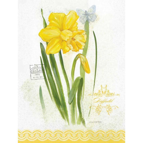 Flower Study on Lace V Gold Ornate Wood Framed Art Print with Double Matting by Della-Piana, Elissa