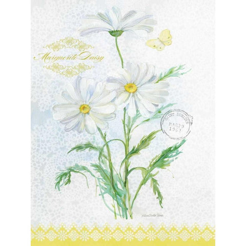Flower Study on Lace X Black Modern Wood Framed Art Print with Double Matting by Della-Piana, Elissa