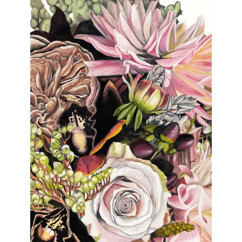 Spring Floral Bouquet II Black Modern Wood Framed Art Print with Double Matting by McCavitt, Naomi